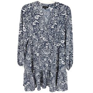 Rachel Zoe Floral Mini Dress Size Large Tiered Ruffle Boho Mediterranean